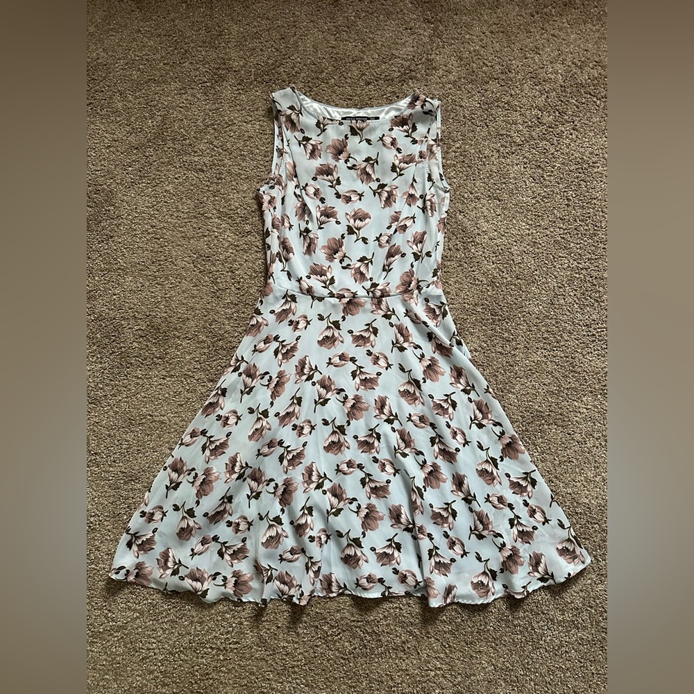 Floral Sleeveless Dress Light Blue
